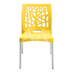 CADEIRA FORTE PLASTICO NATURE QUADRADA AMARELA