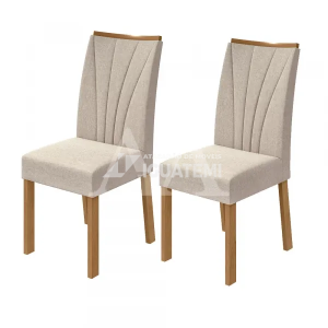CJ 02 CADEIRAS LOPAS APOGEU TEC/ VELUDO NATURALLE CREME AMENDOA CLEAN