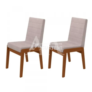 CJ 02 CADEIRAS LOPAS ATLA TEC/ LINHO RINZAI BEGE AMENDOA CLEAN