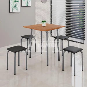 CJ MESA 4 BANQ SOMA LUANA 68X68 QUADRADA PRETO PRATA CINAMOMO