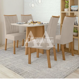 CJ MESA 4C LOPAS CELEBRARE CANT.COPO CAD APOGEU 120X80 NATURALE CREME