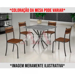 CJ MESA 4C MOVEIS TEIXEIRA ATLANTA QUADRADA 70X70 MARROM C/ RATAN CARV