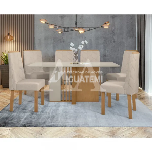 CJ MESA 6C LOPAS ASTRID CANT.COPO CAD ASTRID 170X90 LINHO RINZAI BEGE