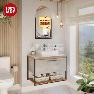 GABINETE P/ BANHEIRO MGM CARIBE 60CM C/ CUBA SOBREPOR CIMENTO