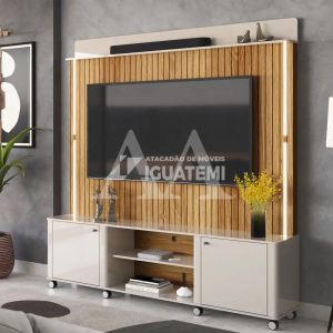 HOME LUKALIAM FLORENCA RIPADO 3D OFF WHITE PEROLIZADO/FREIJO