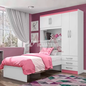 ROUPEIRO 4P. ABRIR 3G C/ CAMA MX LISBOA BRANCO / PINK