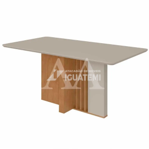 MESA LOPAS ASTRID 160X80 CANT.COPO C/VIDRO AMENDOA CLEAN/OFF WHITE