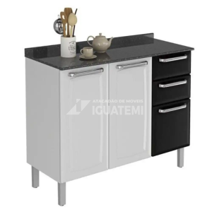 BALCAO ITATIAIA TRIPLO 3P 2G C/ TAMPO LUCE IG3G2 105 BRANCO / PRETO 11