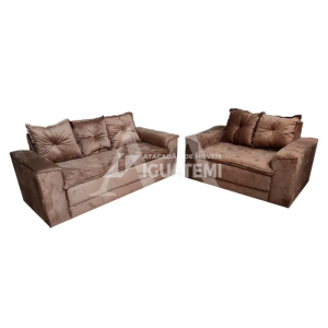 CJ ESTOFADO BOMFLEX 2/3 LUGARES HAITI CARAMELO ASTECA VELUDO INCA 05