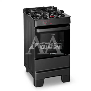 FOGAO 4B ESMALTEC IDEAL TOP GLASS 4126 PRETO