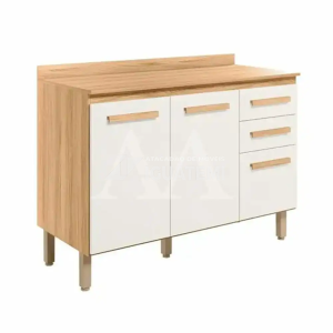 BALCAO NICIOLI 2P 3G MARIA FLOR 120 FREIJO / OFF WHITE CRISTAL