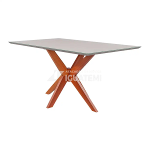 CJ MESA 4C AGN ANNA RETANGULAR 116X80 C/VIDRO CAD LARISSA MADEIRA/OFF