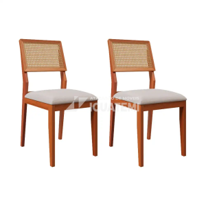 CJ 02 CADEIRAS AGN LARISSA TELA MADEIRA/LINHO