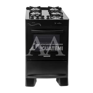 FOGAO 4B SUGGAR PISO NEO GLASS MESA VIDRO PRETO