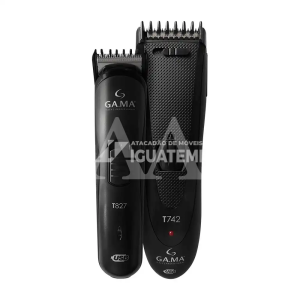 KIT MAQUINA CORTAR CABELO GAMA T747 BLACK TITANIUM USB