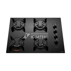 FOGAO  4B ATLAS COOKTOP  UTOP MESA VIDRO ESMALTADO VP GAS PRETO