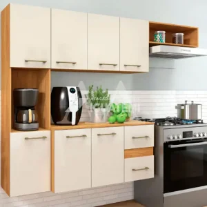 COZINHA FELLICCI COMPACTA MILA C/ BALCAO CINAMOMO/OFF WHITE