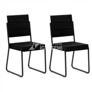 CJ 02 CADEIRAS CARRARO ESTOFADA 1736 PRETO NAPA PRETO