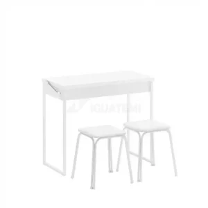 MESA CARRARO DOBRAVEL 1590 C/2 BANQUETAS BRANCO C/TUBO BRANCO
