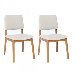 CJ 02 CADEIRAS CIMOL AMARILIS NATUAME MADEIRA/LINHO CRU