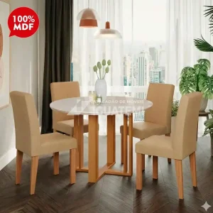 CJ MESA 4C CIMOL FLORA REDONDA 109X109  NATURE / OFF WHITE / GENGIBRE