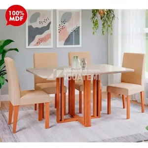 CJ MESA 4C CIMOL FLORA RETANGULAR 130X80 MAIA CINAMOMO/OFF WHITE/GENGI