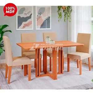 CJ MESA 4C CIMOL FLORA S/VIDRO RETANGULAR 130X80 MAIA CINAMOMO/GENGIBR